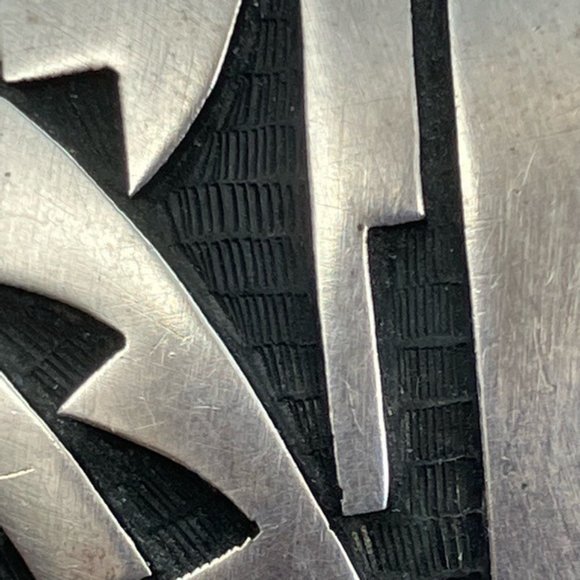 Vintage Sterling Silver Pin Brooch Hopi Aztec Tribal Native American Textured - Picture 5 of 8